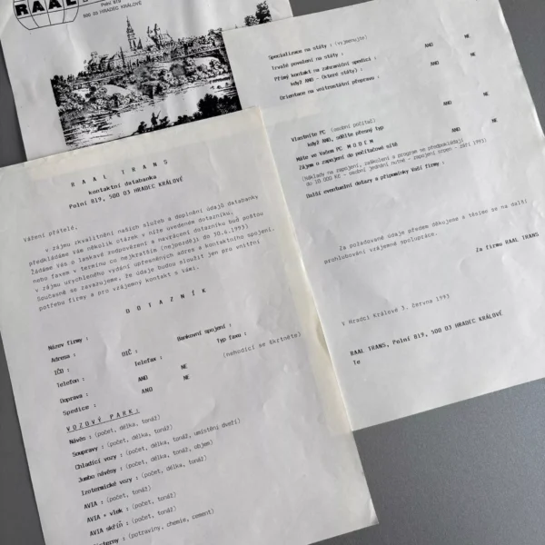 Dotazník na doplnění údajů do seznamu firem